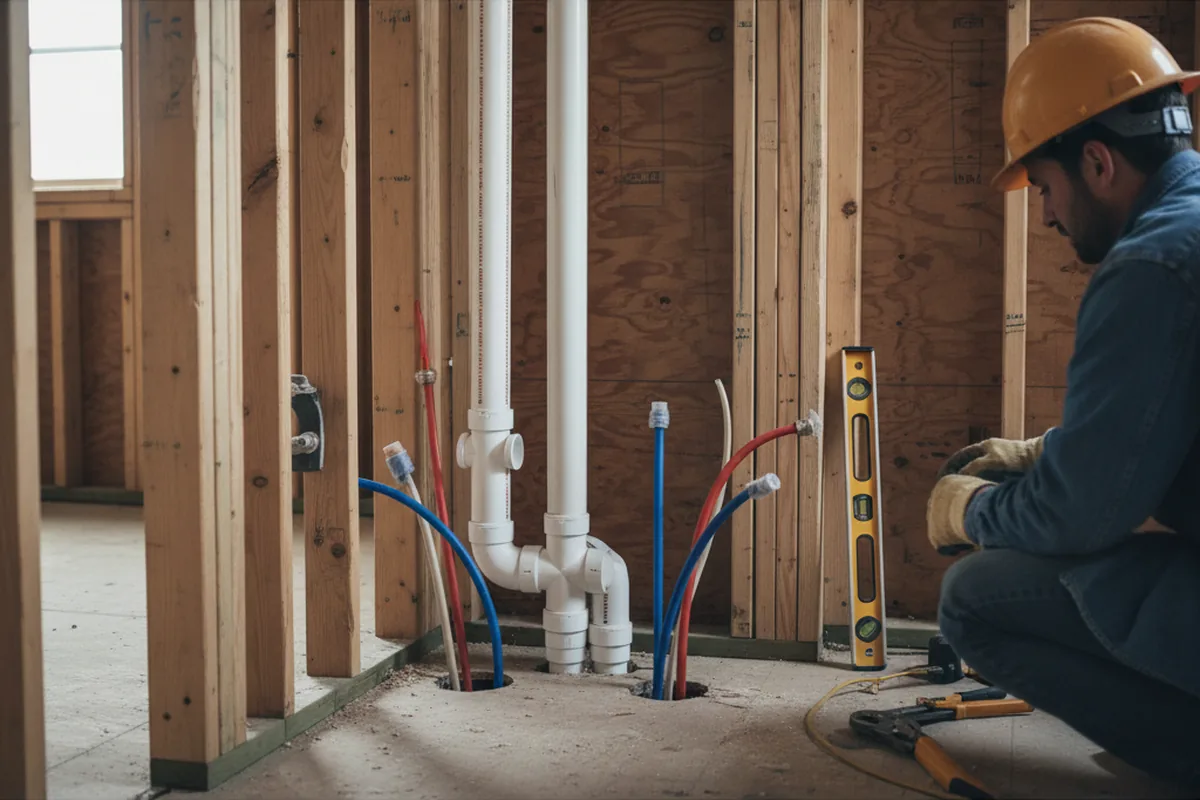Drain and supply rough-in during Drain Cleaning in Lakewood